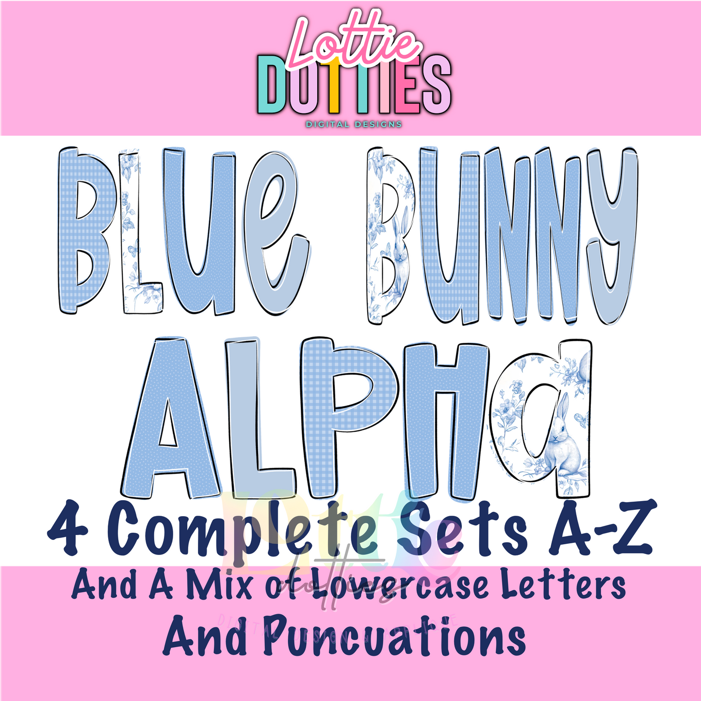 Blue Bunny Alphabet - Easter Alpha Pack - Alphabet Clipart - Instant Download