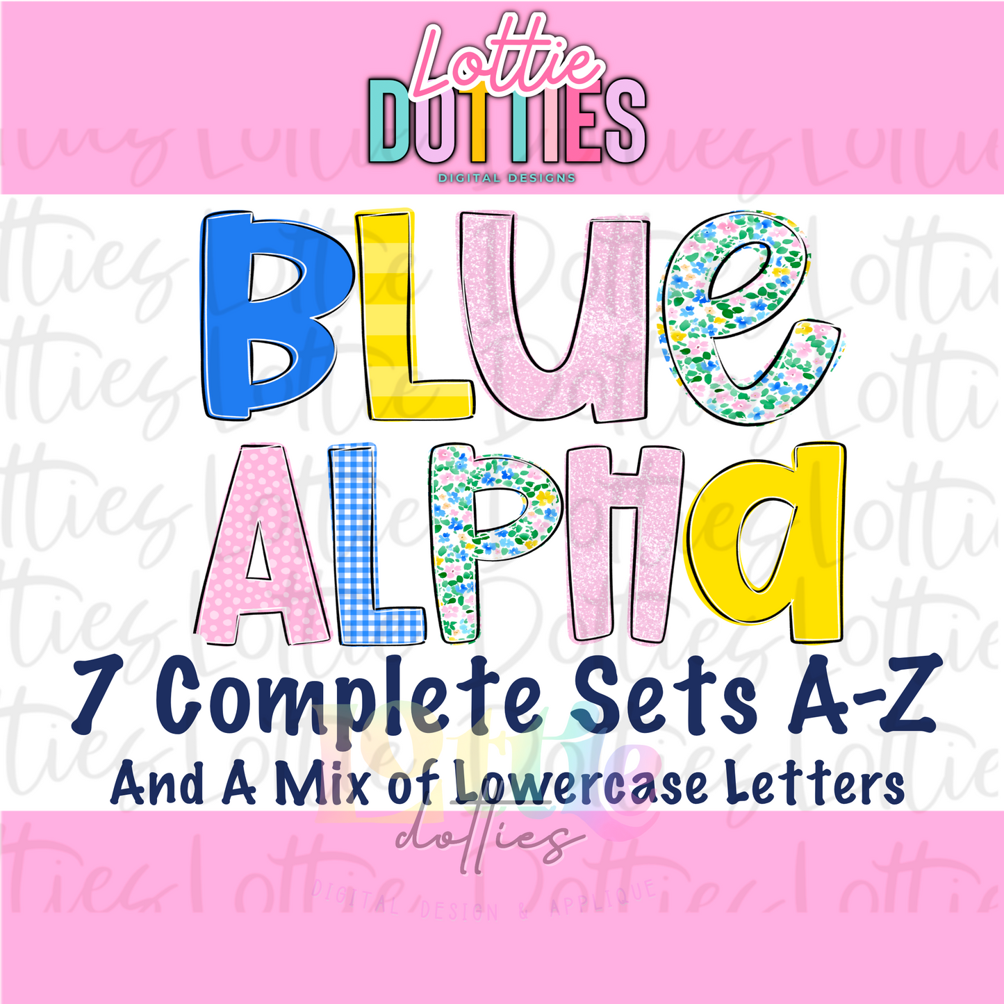 Blue Floral Alphabet - Blue Floral Alpha Pack - Alphabet Clipart - Instant Download - Alpha Pack