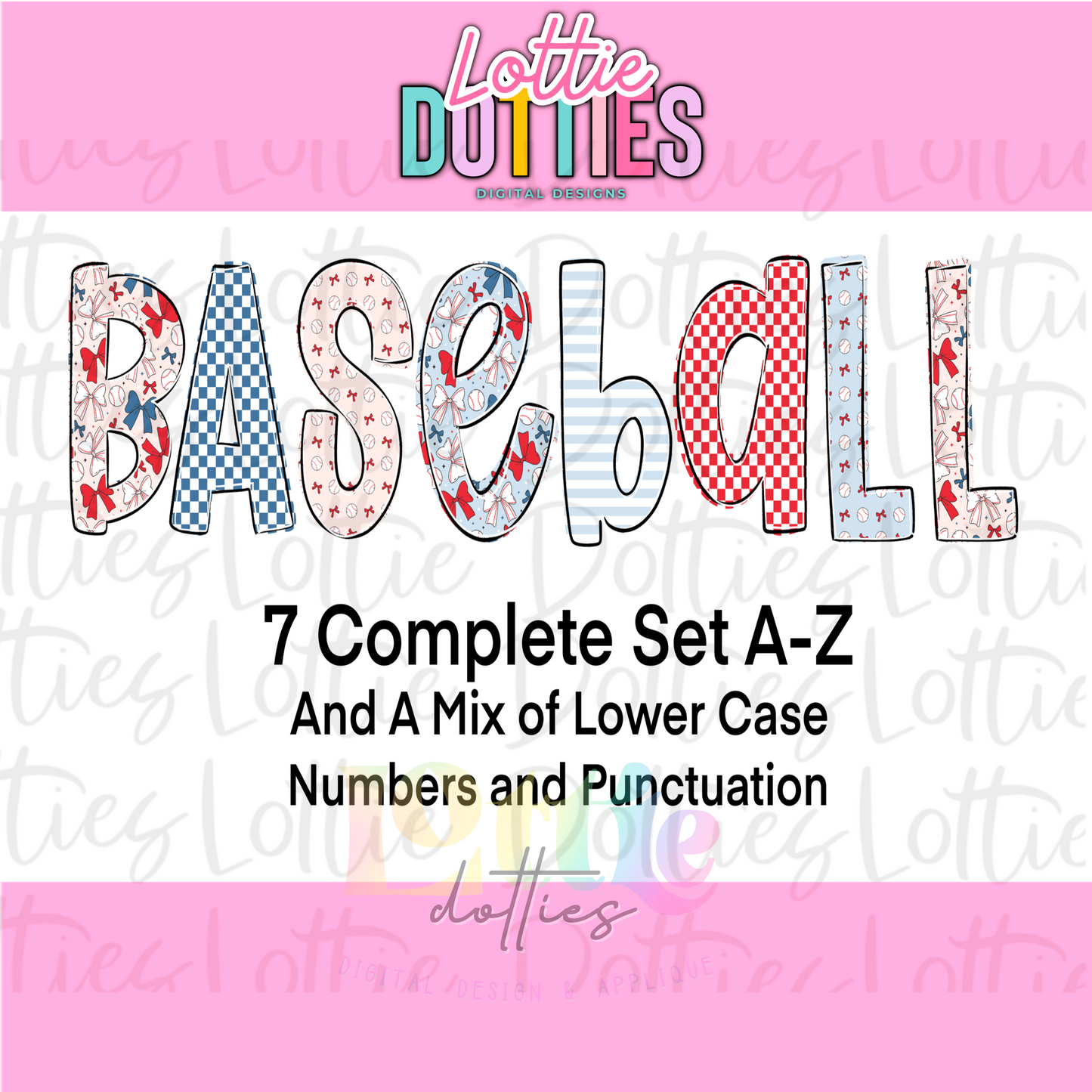 Coquette Baseball Alphabet - Alpha Pack - Baseball Letters- Instant Download - Alpha Pack