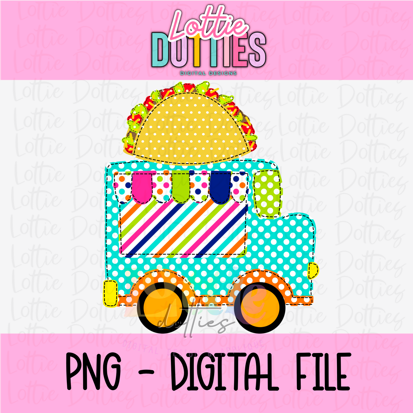 Taco Truck PNG - Faux Applique Taco Truck Clipart - Cinco De Mayo Png - Digital Download