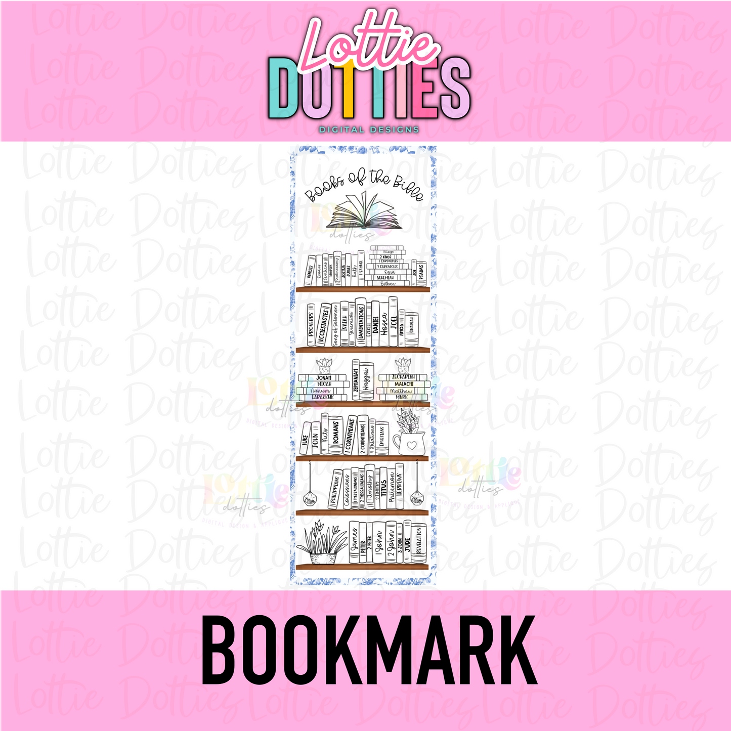 Books of the Bible Bookmark Template PNG - Bible Bookmark Sublimation - Digital Download - Blue