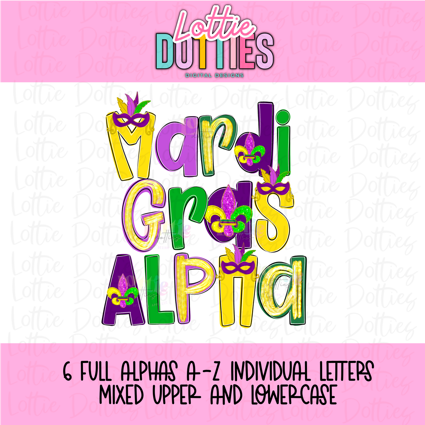 Mardi Gras Alpha Pack - Alphabet Clipart - Instant Download - Mardi Gras