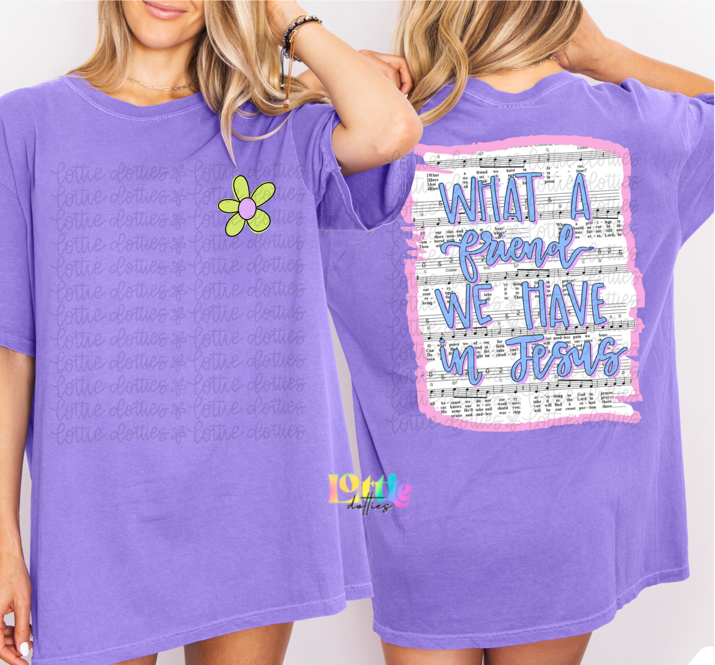 Christian PNG – Faith Graphic Tee Design – Sublimation & DTF Print File - What a friend we have in Jesus - front and back design