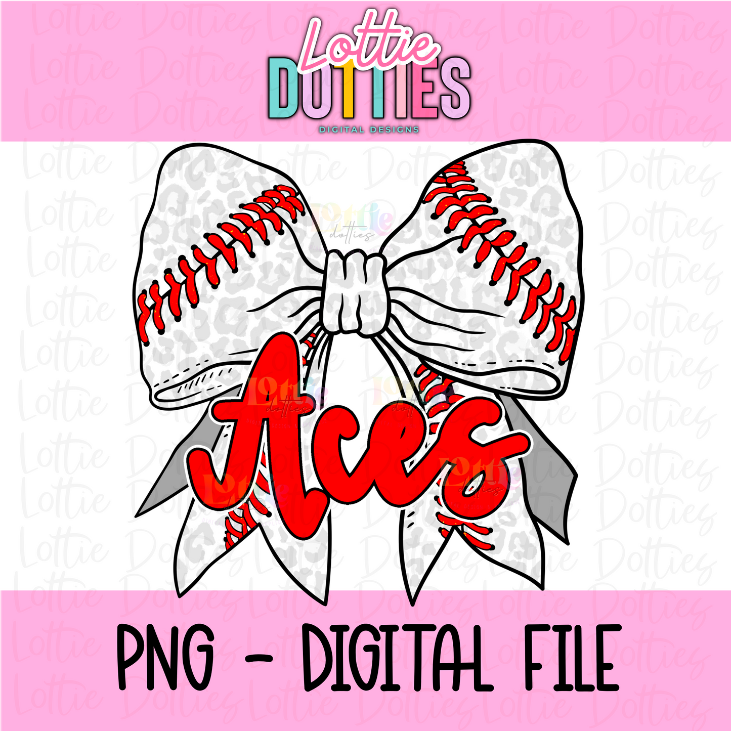 Aces PNG - Aces baseball bow design - Digital Download