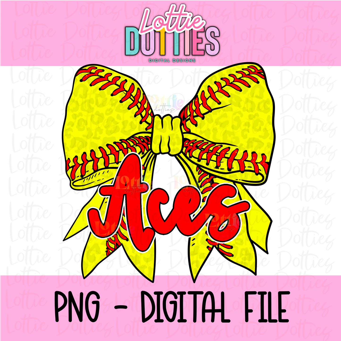 Aces PNG - Aces softball bow design - Digital Download