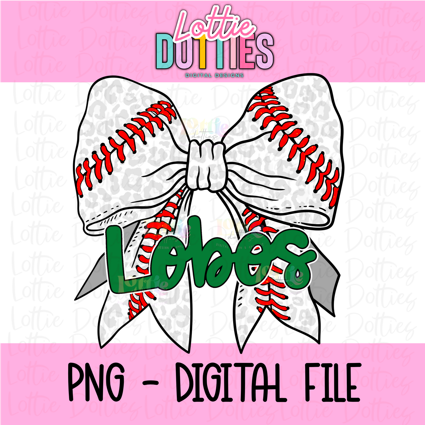 LOBOS - Baseball bow PNG - LOBOS - Sublimation- Digital Download