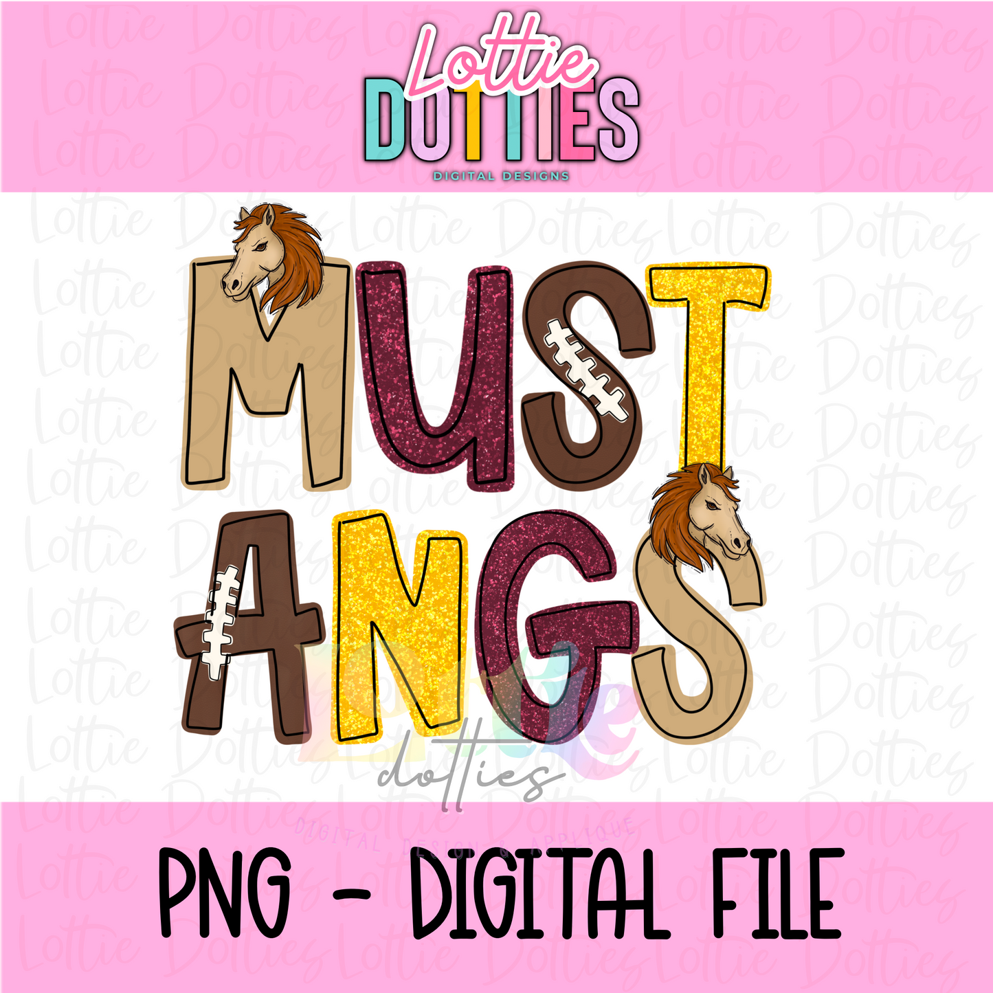 Mustangs PNG - maroon and gold Mustangs - sublimation design - Digital Download