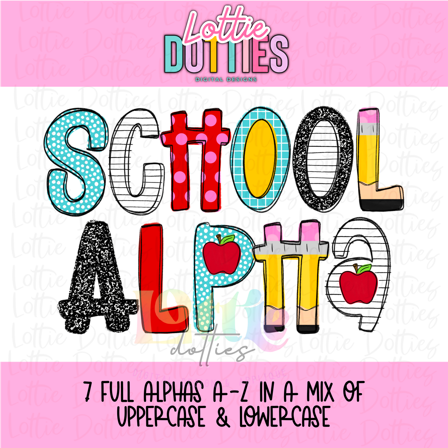 School Time Alpha - Teacher Alpha Pack - School Alphabet Clipart - Instant Download - Alpha Pack - School Alpha