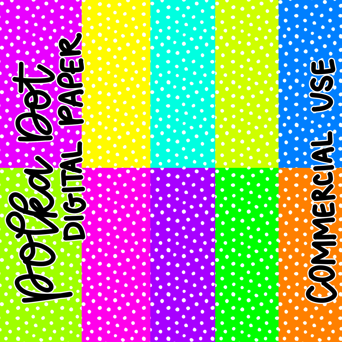 Bright Polka Dots Digital Paper PNG - Digital Paper - Digital Download - commercial use