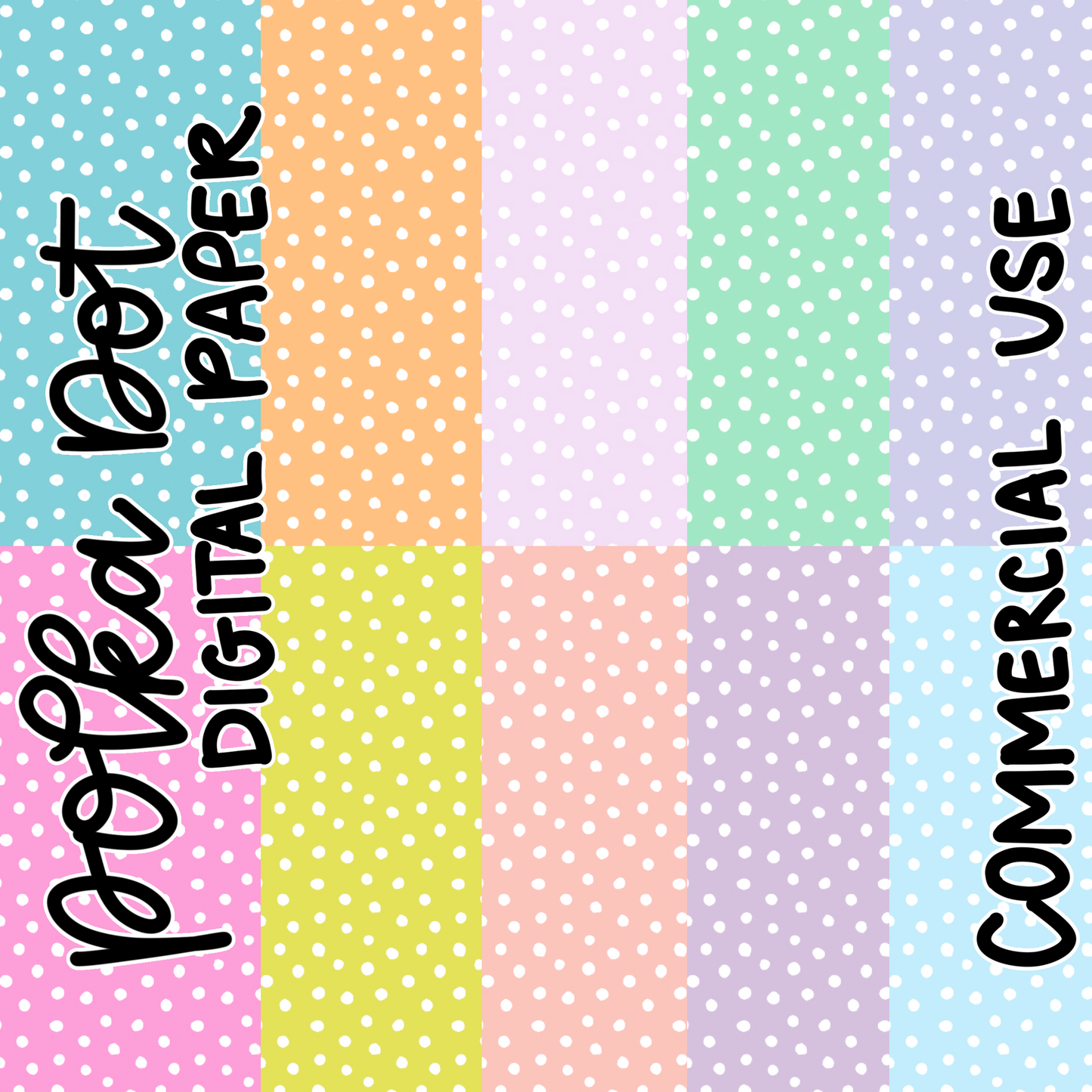 Pastel Polka Dots Digital Paper PNG - Digital Paper - Digital Download - commercial use