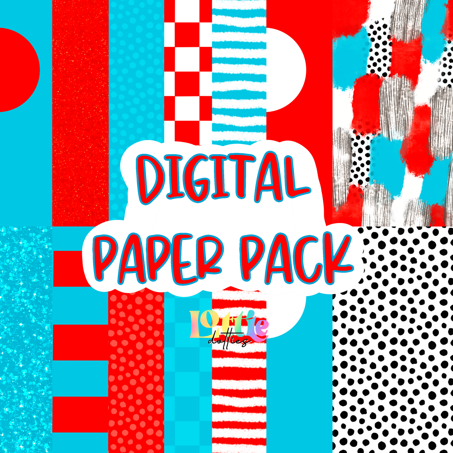 Red and Blue Digital Paper PNG - Digital Paper - Digital Download
