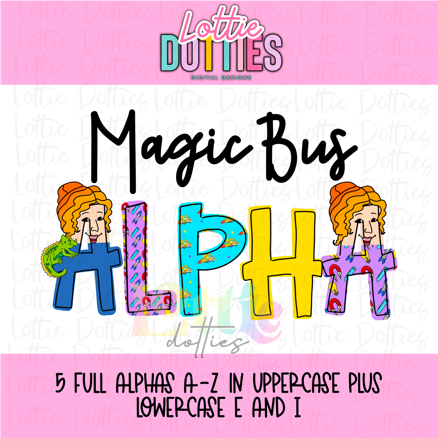 Magic Bus Alpha - School Alpha - Teacher Alpha Pack - School Alphabet Clipart - Instant Download - Alpha Pack - School Alpha