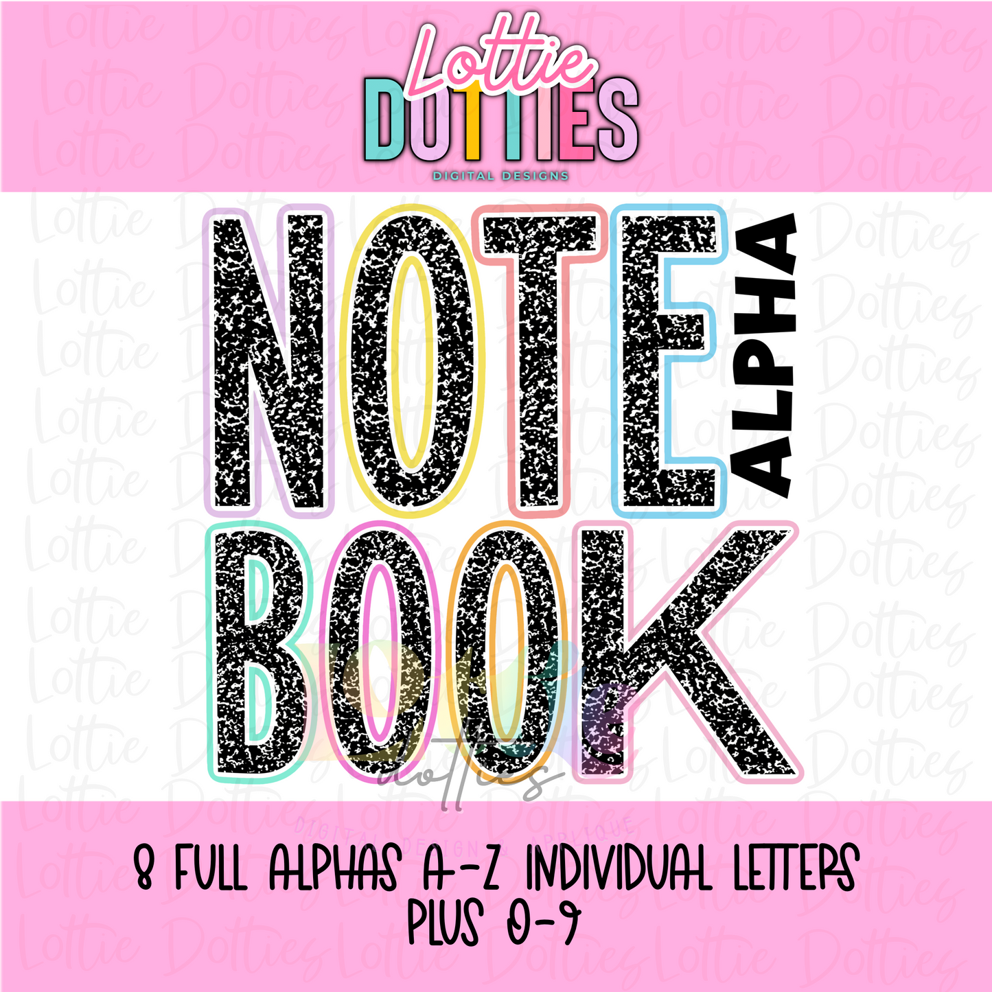 Notebook Alpha - School Alpha - Teacher Alpha Pack - School Alphabet Clipart - Instant Download - Alpha Pack - School Alpha