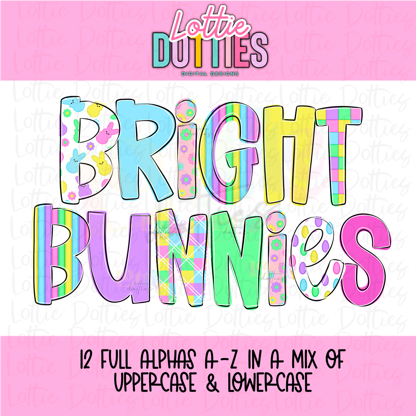 Bright Bunnies Alphabet - Easter Alpha Pack - Alphabet Clipart - Instant Download