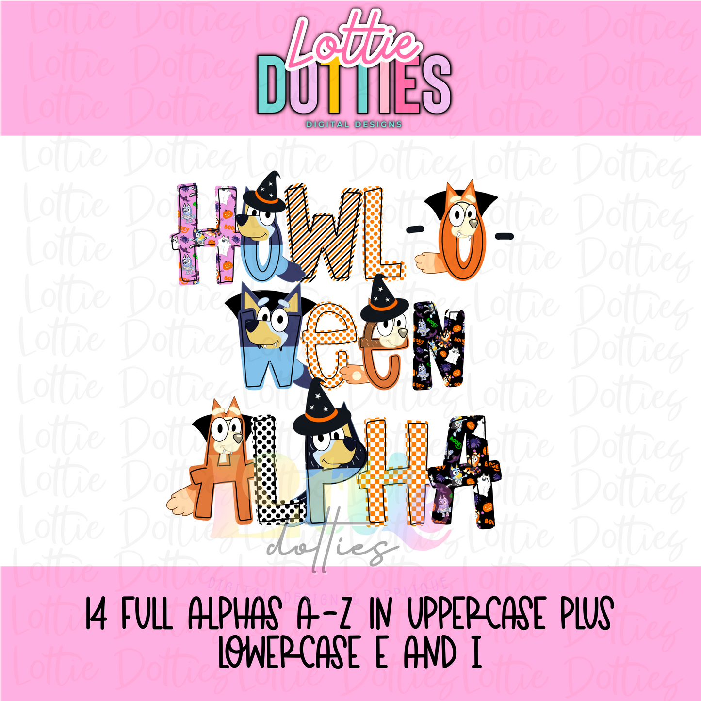 Blue Dog Halloween Alpha - Howl-O-Ween Alpha - Alphabet Clipart - Instant Download - Alpha Pack - Boo-y Alpha Pack