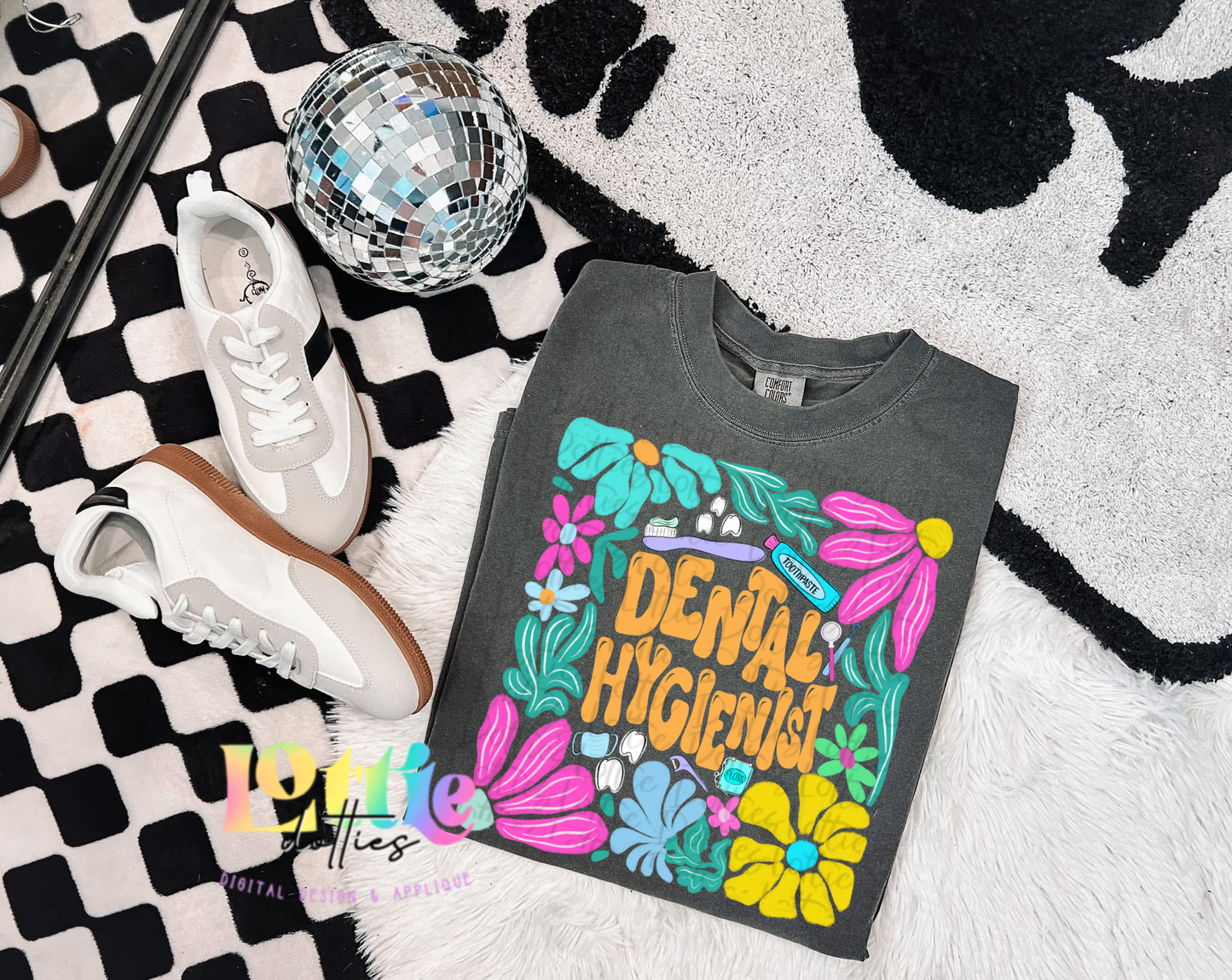 Dental Hygienist Tech PNG - Digital Download - floral dental Design