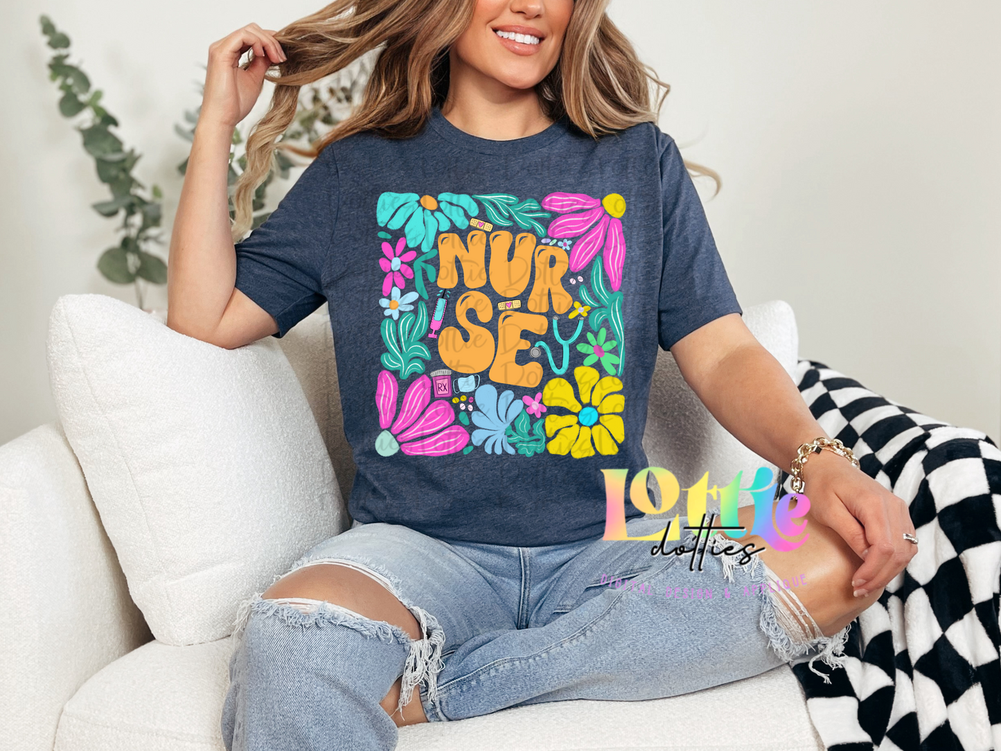 Nurse PNG - Digital Download - floral nurse Design