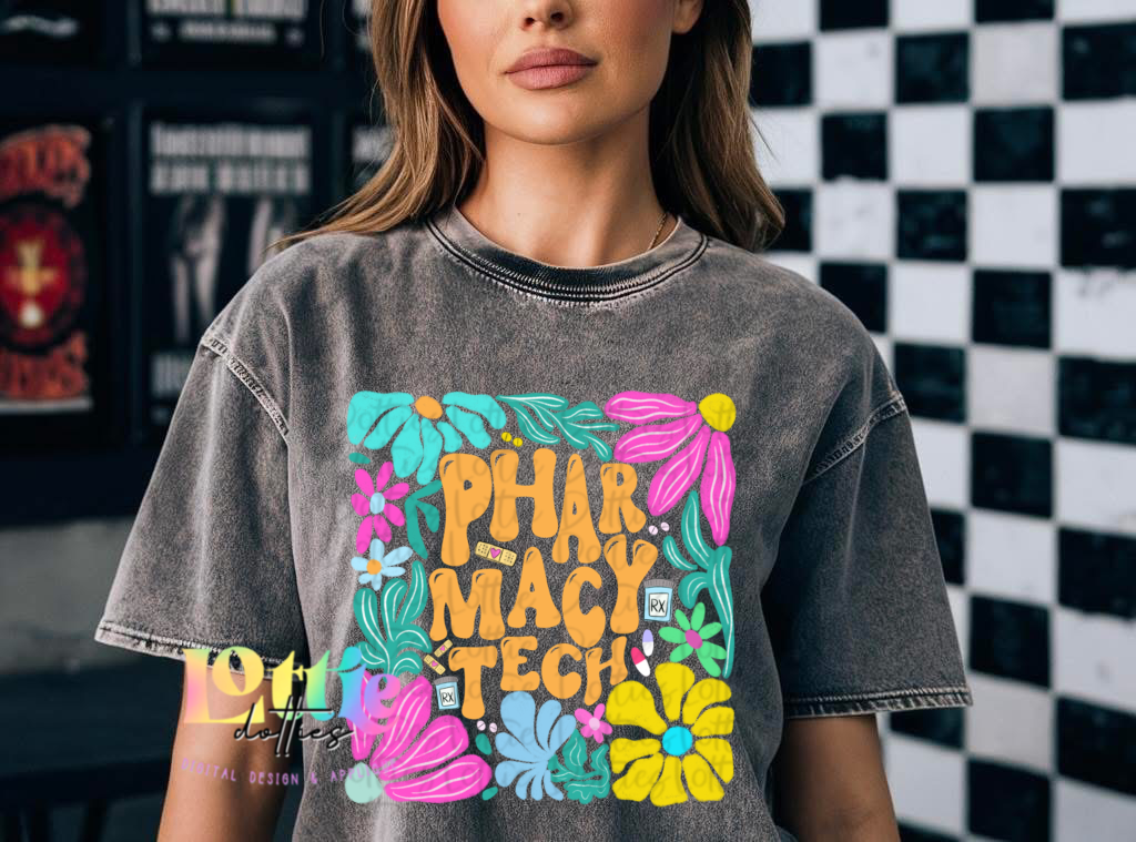 Pharmacy Tech PNG - Digital Download - floral pharm tech Design
