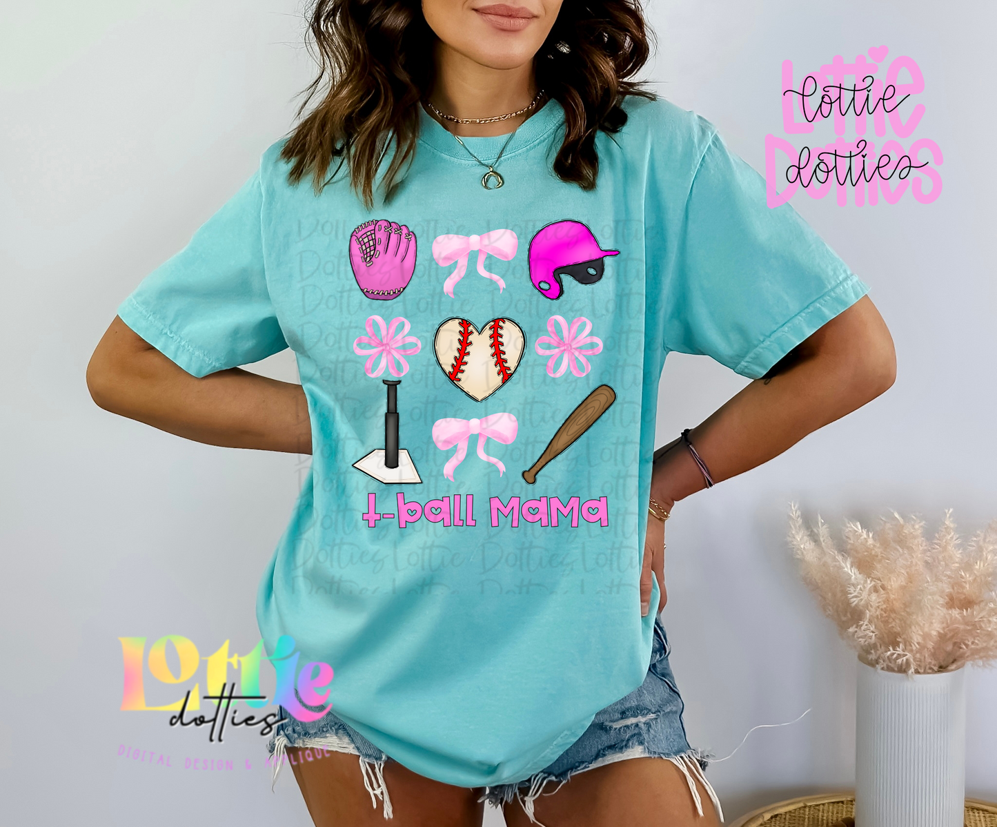 T-Ball Mama Png - T-Ball Pink Bows Sublimation File - Instant Download - Digital Download
