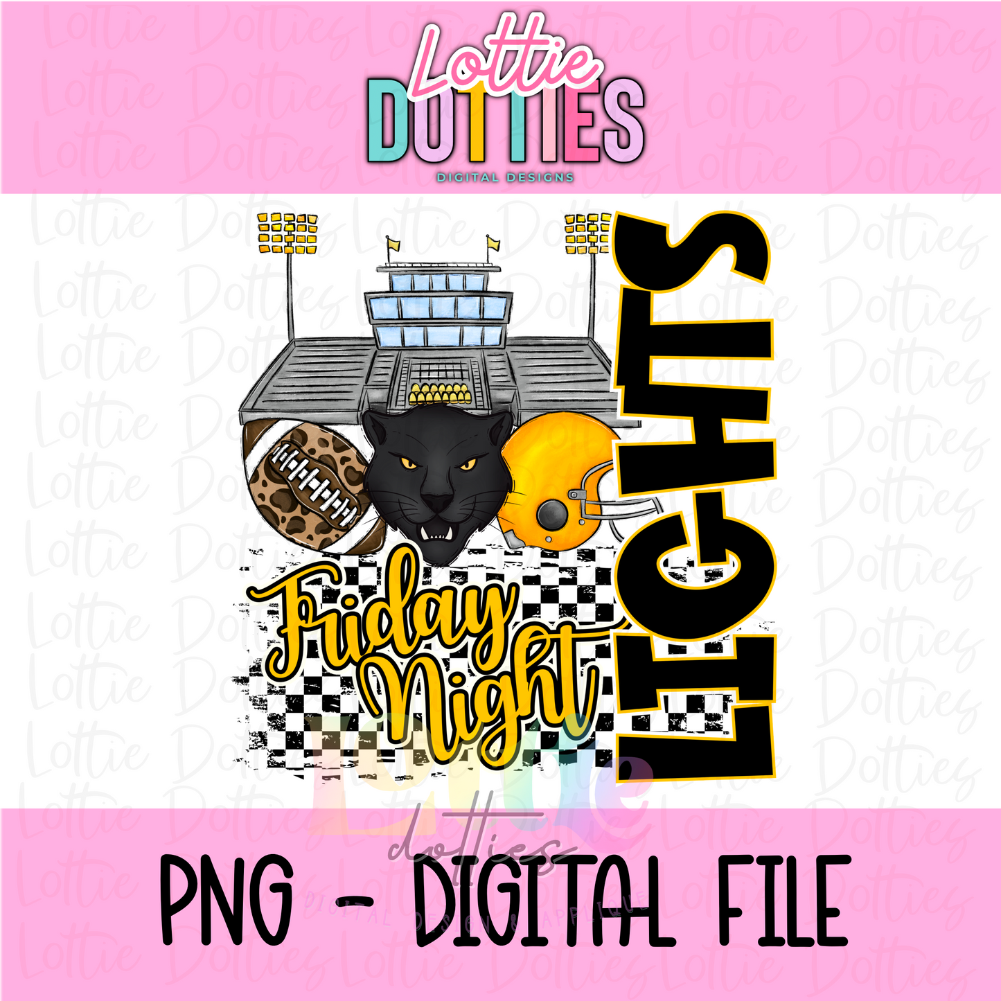 Friday Night Lights PNG - Panthers sublimation design - Digital Download - Black and yellow