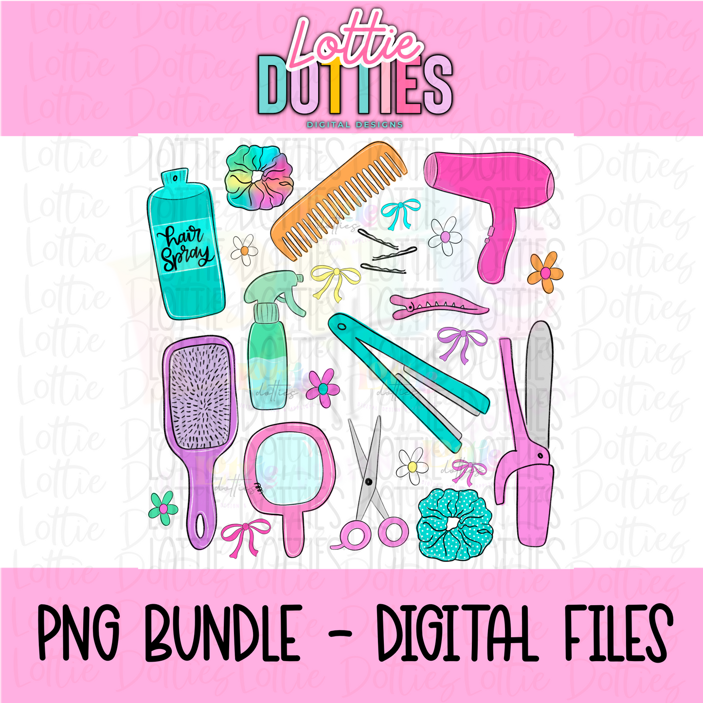 Cosmetology Clipart - Clipart Pack - Occupation Designs - Hair Stylist - Cosmetology - Digital Download - PNG Files - Hair Designs