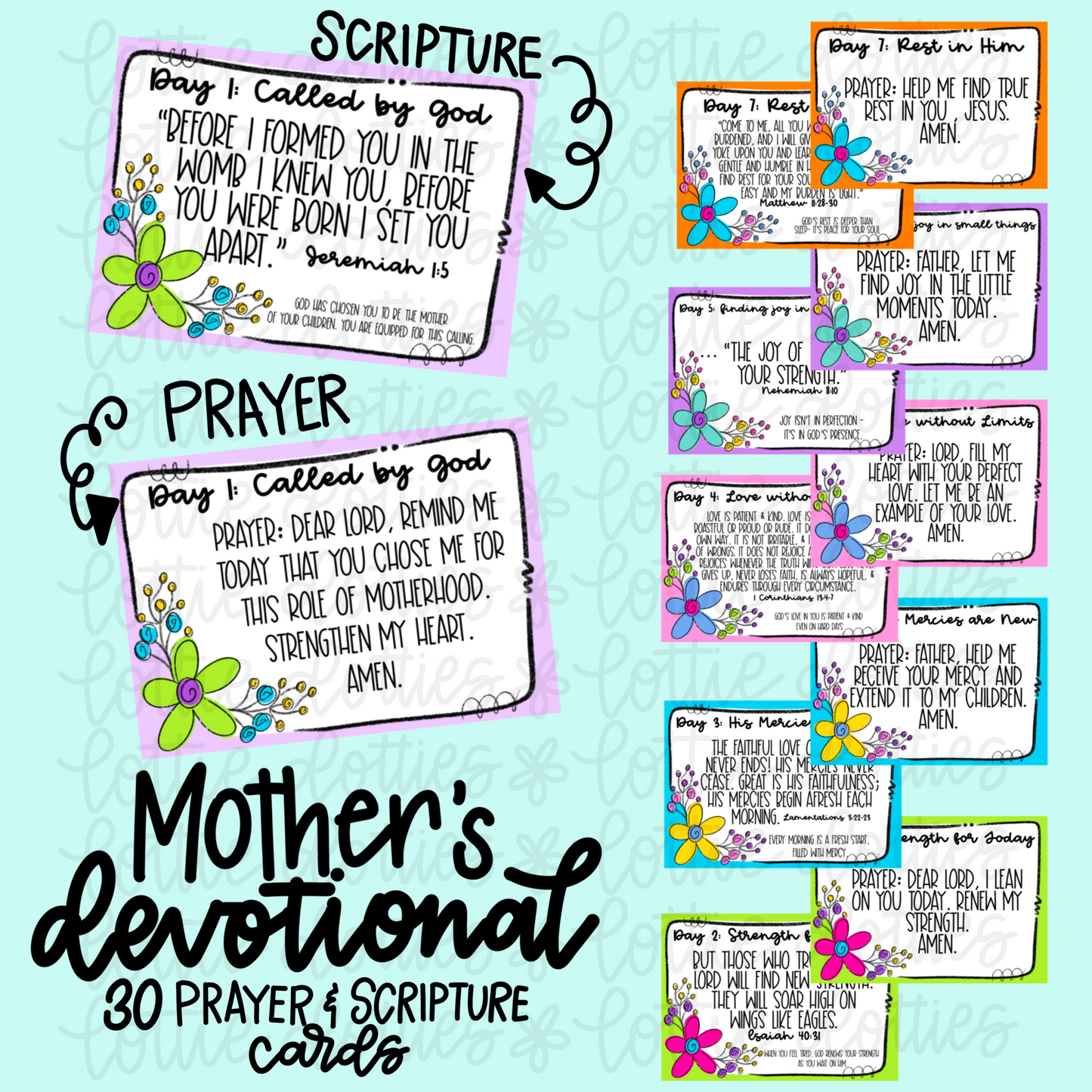 Scripture and Prayer Cards - Mother’s Devotional Cards - Printable Devotional Cards