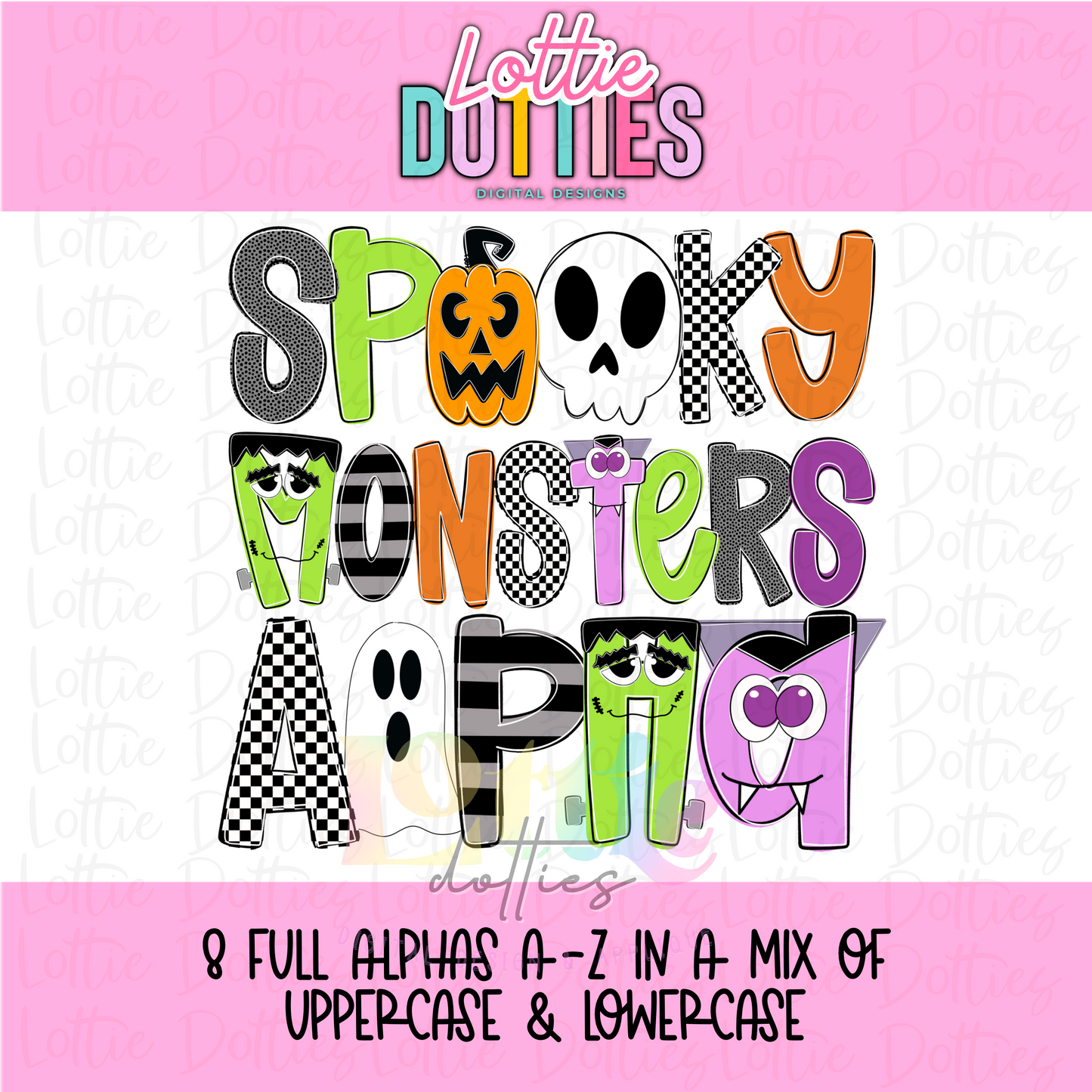 Halloween Alphabet - Monsters Alpha Pack - Alphabet Clipart - Instant Download - Spooky Cute Alpha Pack