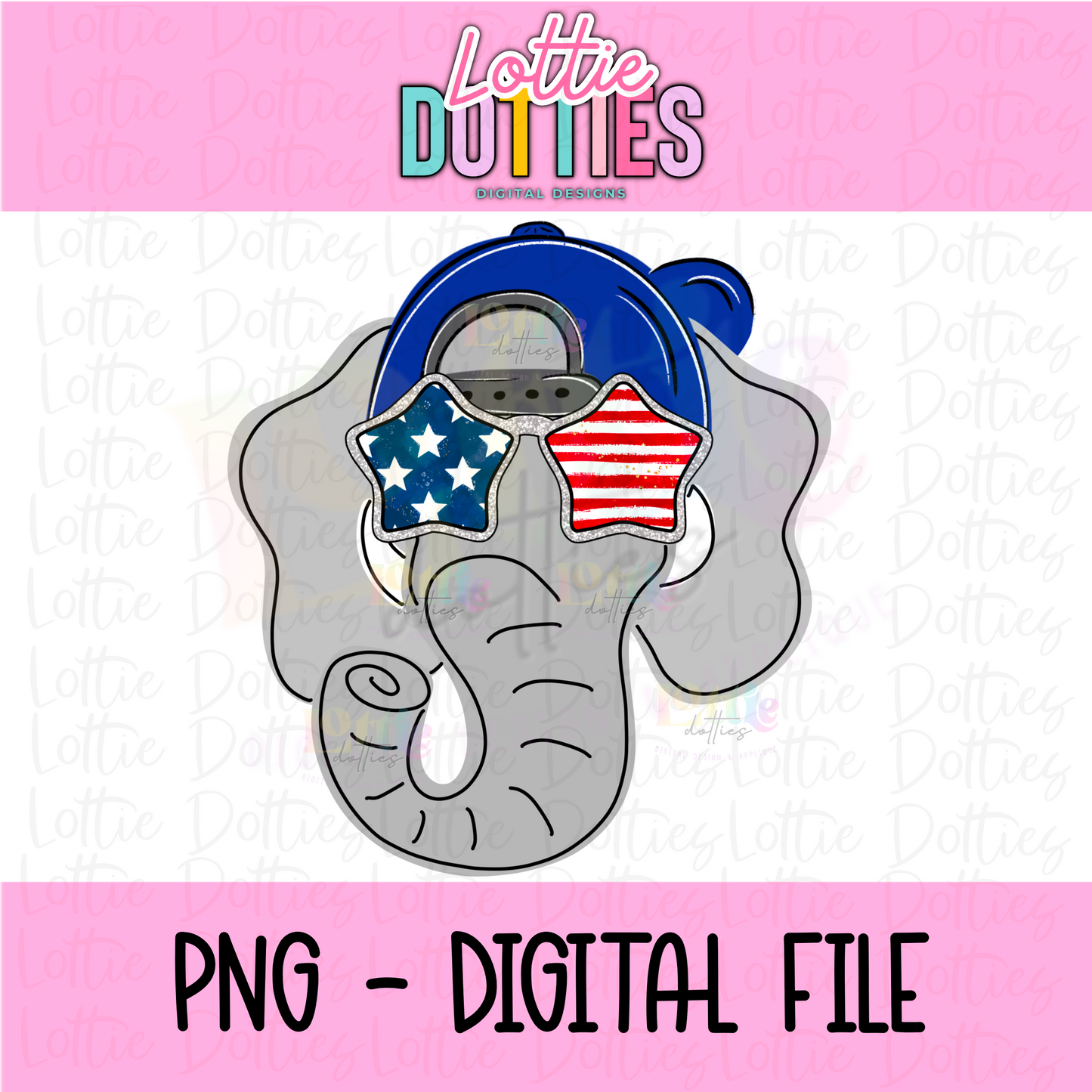 Patriotic Elephant - PNG - Patriotic Elephant- Sublimation - Digital Download