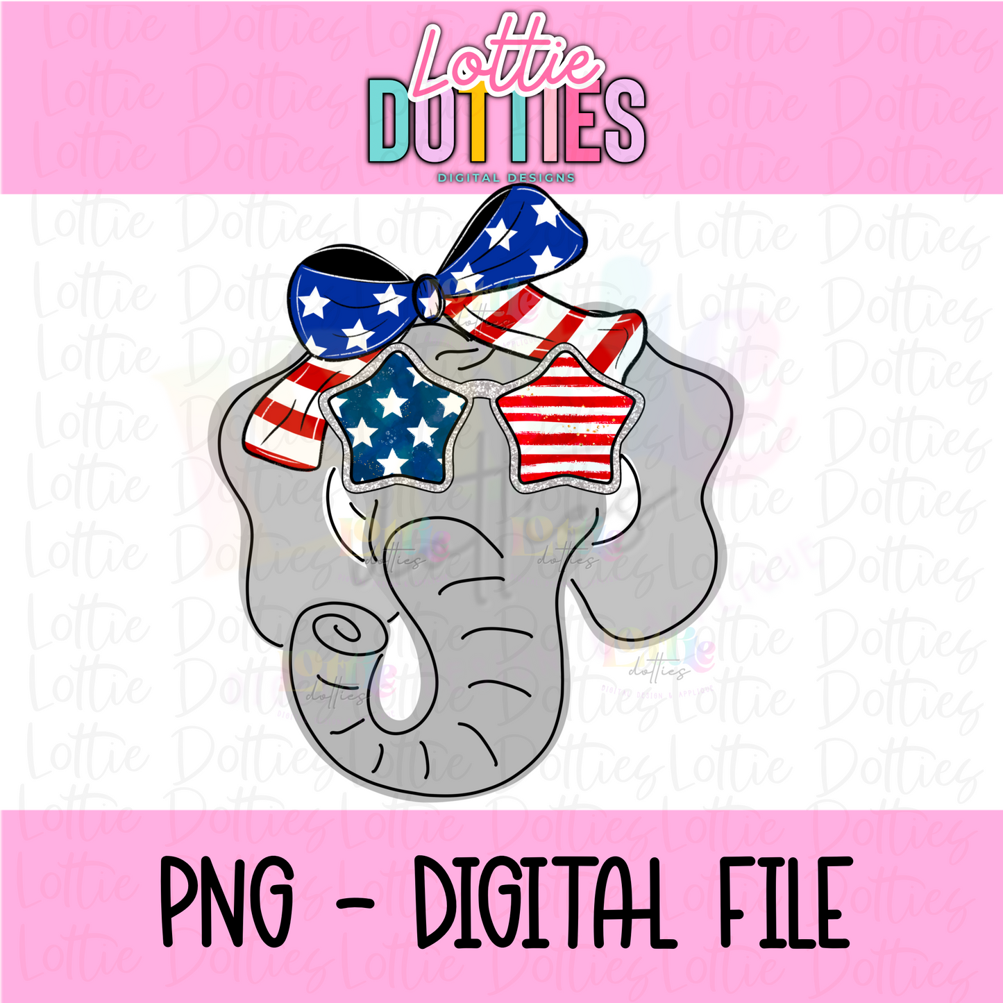 Patriotic Elephant - PNG - Patriotic Elephant- Sublimation - Digital Download