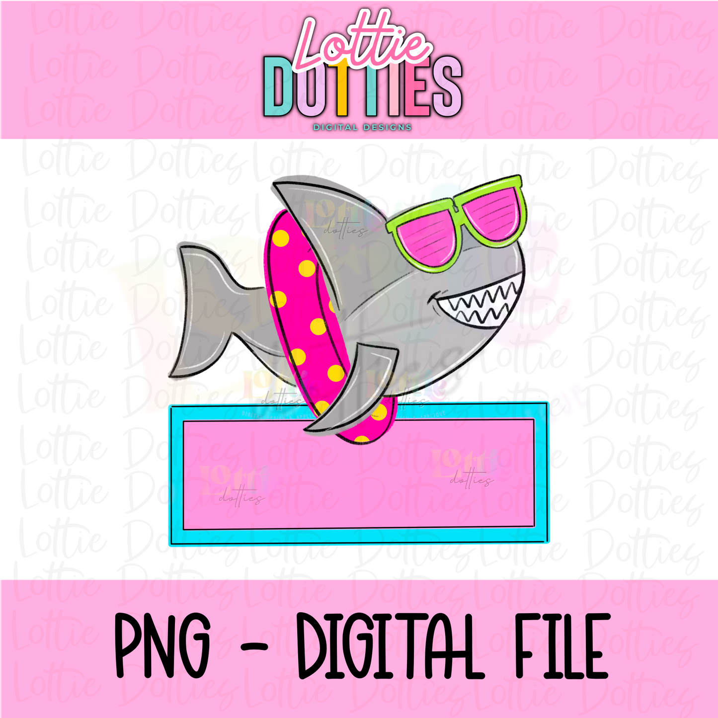 Shark Name Plate PNG - Girl Shark Box Sublimation - Digital Download