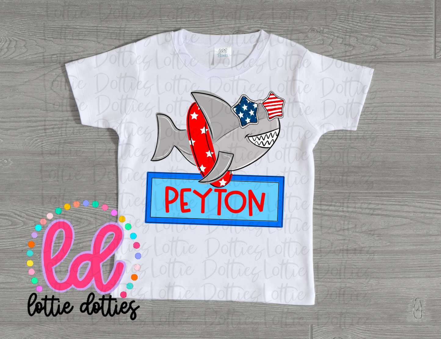 Patriotic Shark Name Plate PNG - Shark Box Sublimation - Digital Download