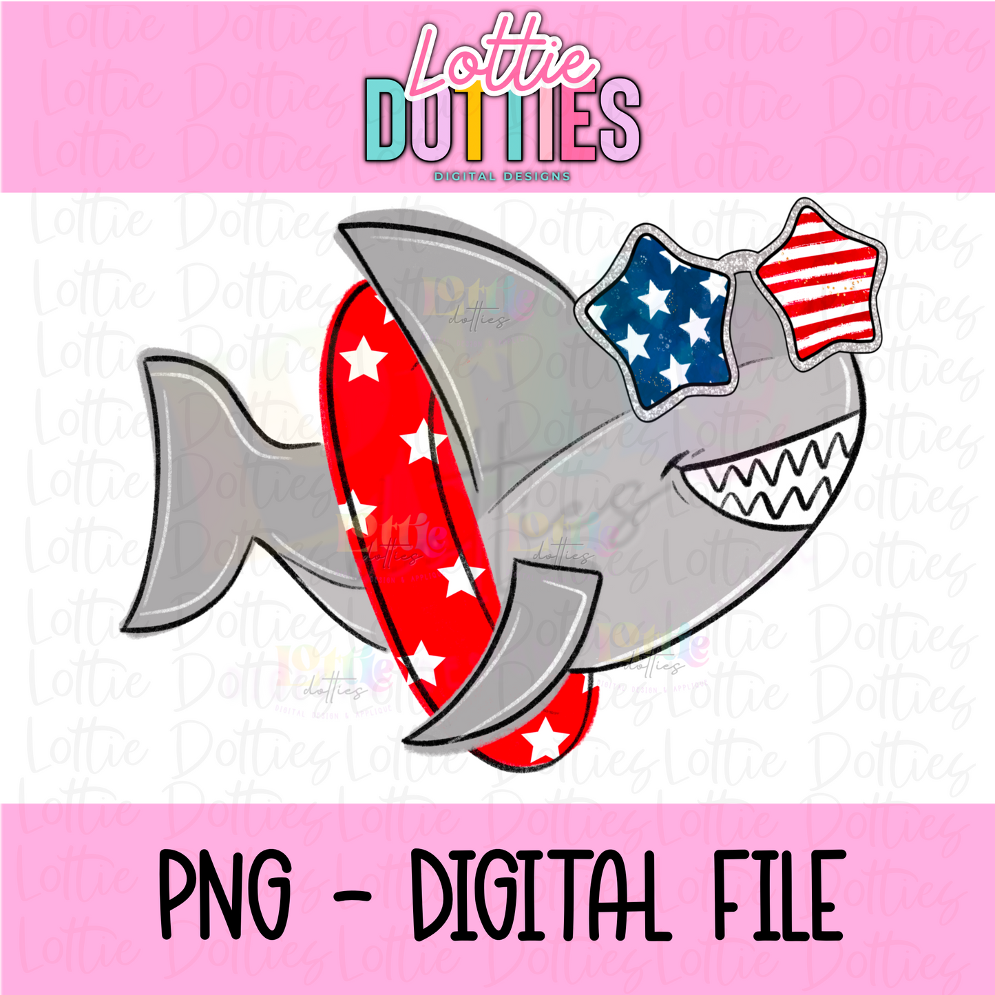 Patriotic Shark PNG - Shark Sublimation - Digital Download