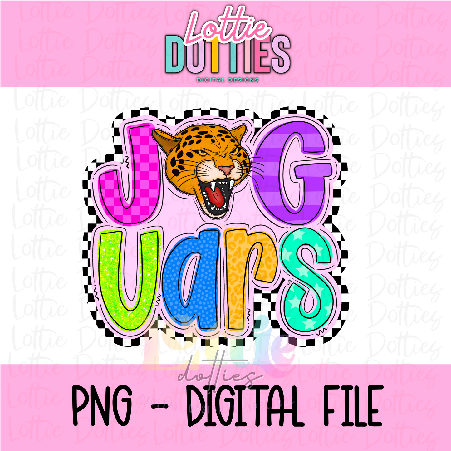 Jaguars Neon Mascot PNG - Jaguars sublimation design - Digital Download