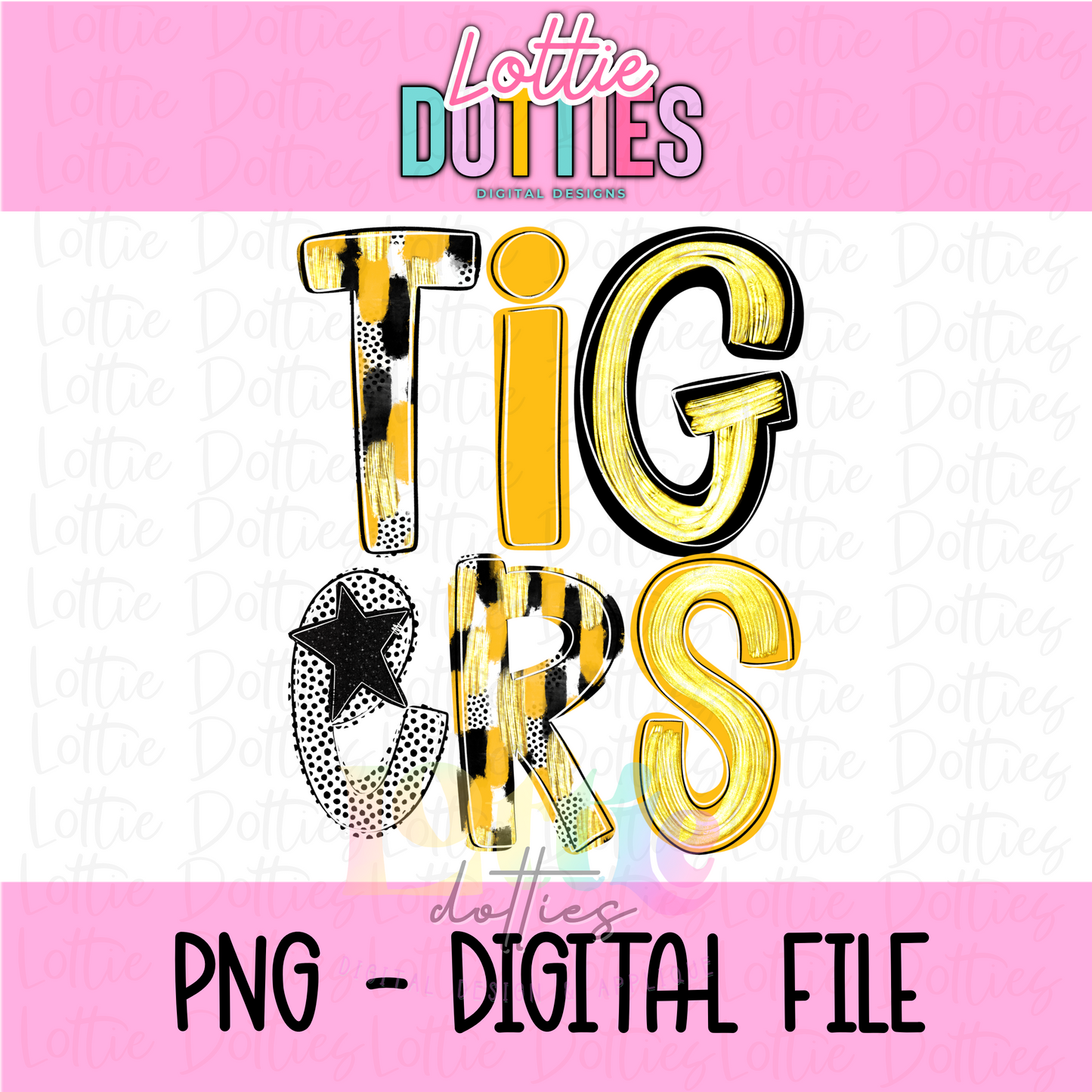 Tigers Poppy PNG - Tigers sublimation design - Digital Download - Black and Gold
