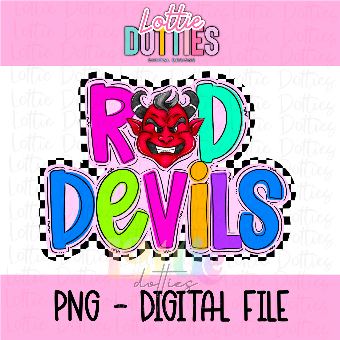 Red Devils Png - Devils Sublimation Design - Digital Download - poppy checker