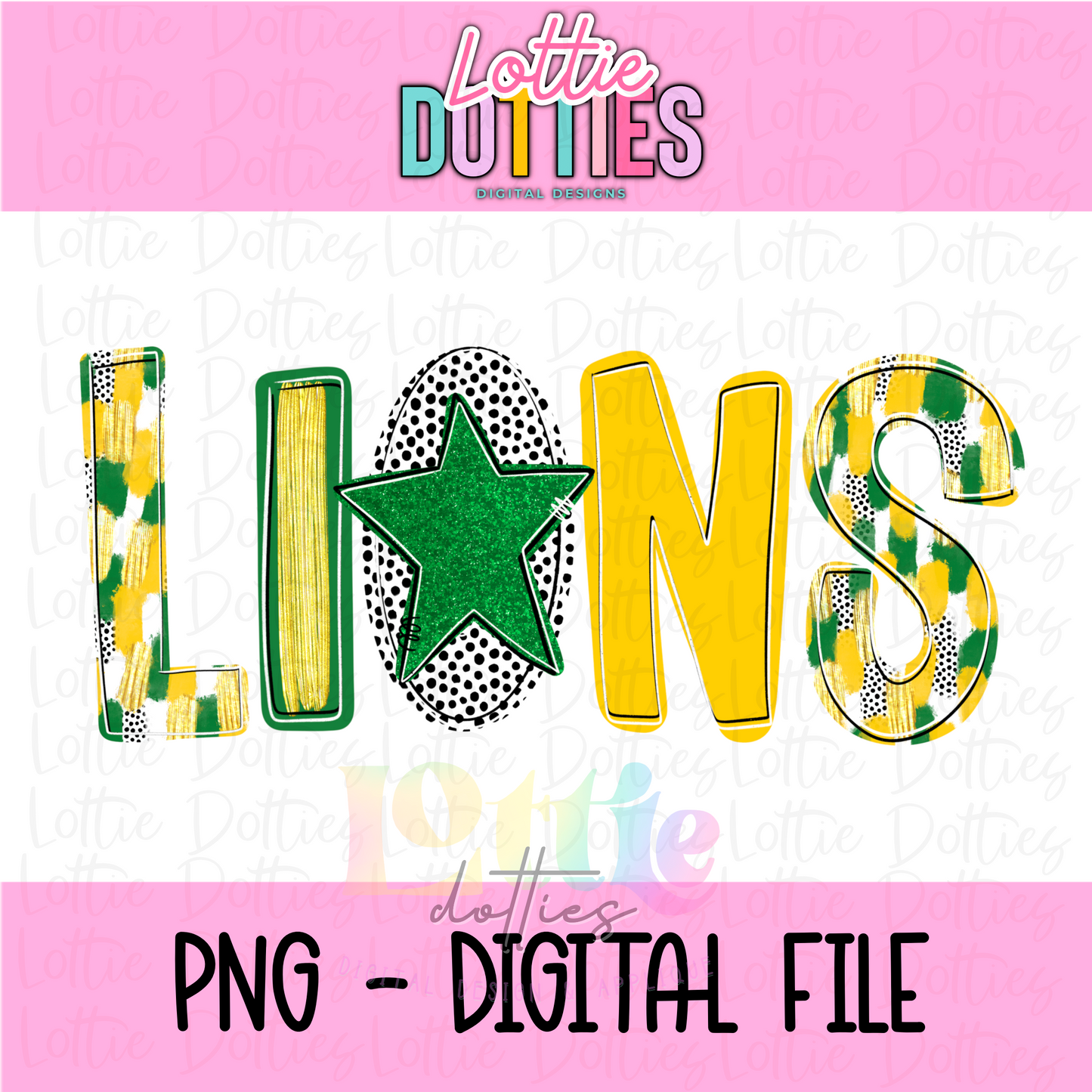 Lions Mascot PNG - Poppy Mascot Designs - Digital Download - Green and Gold