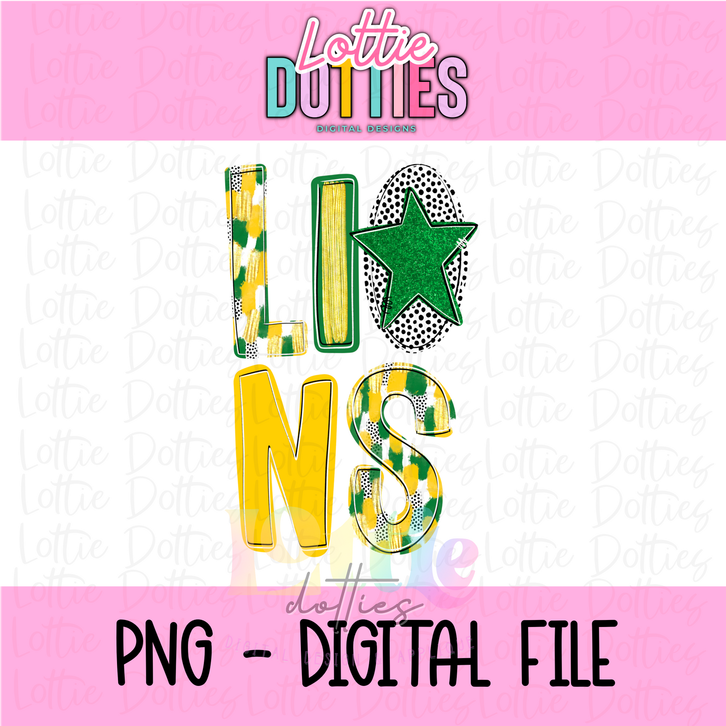 Lions Mascot PNG - Poppy Mascot Designs - Digital Download - Green and Gold