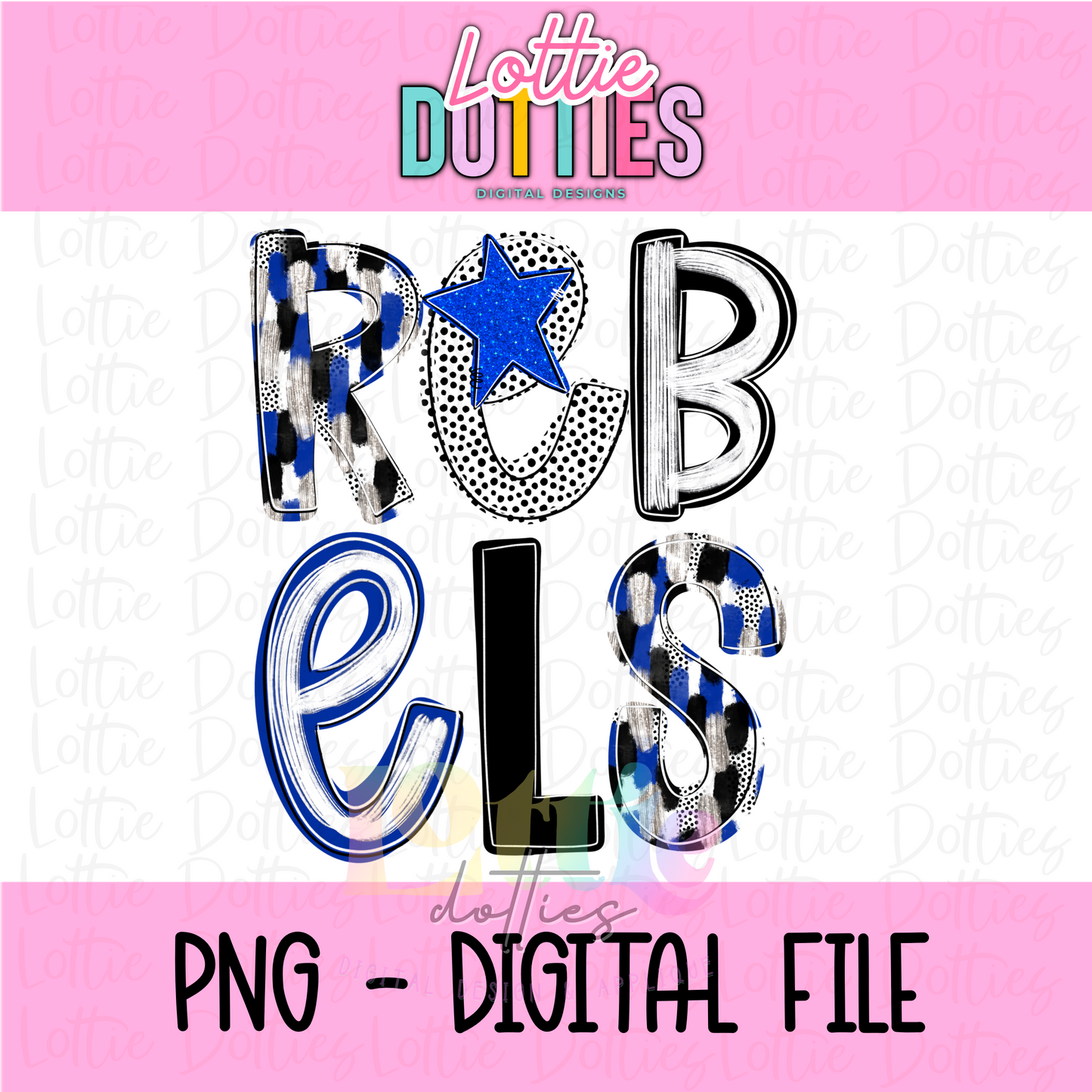Rebels Poppy Mascot PNG - Poppy Mascot Designs - Digital Download - Royal and Black