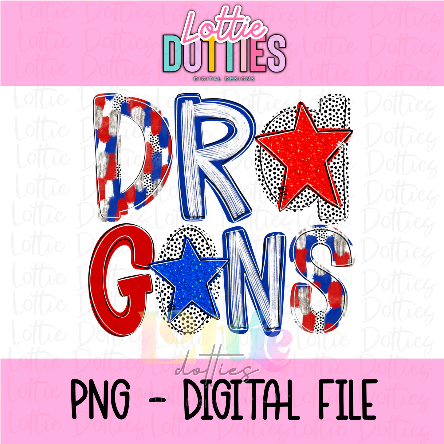 Dragons PNG - Digital Download - Dragons Sublimation - Poppy mascot Red and Royal