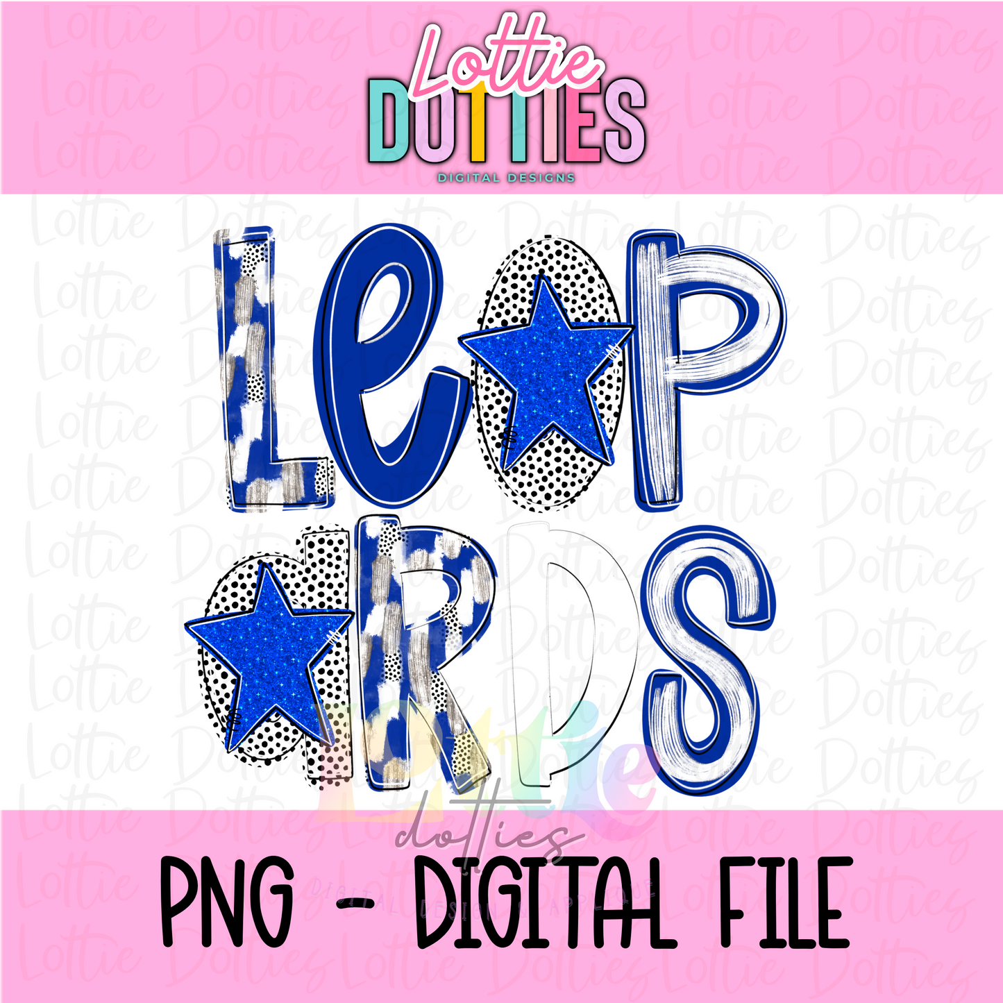 Leopards Poppy PNG - Leopards Sublimation - Digital Download - Royal and White