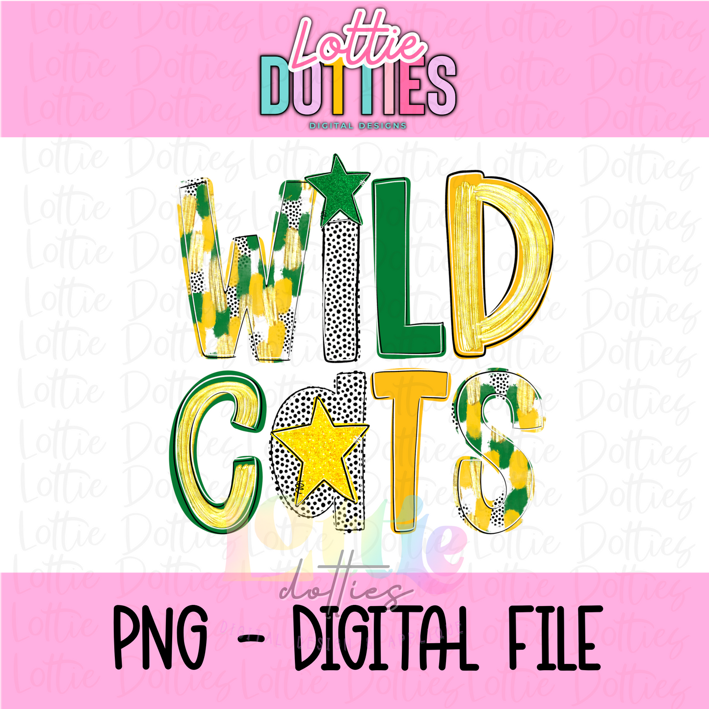 Wildcats Poppy Png - Wildcats Sublimation Design - Digital Download - Green and Yellow Gold
