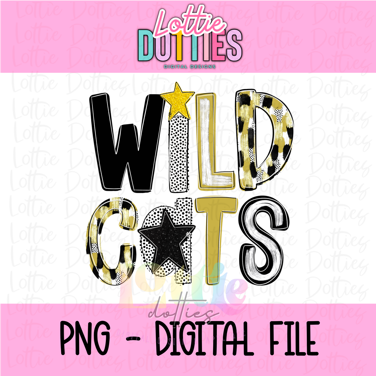 Wildcats Poppy Png - Wildcats Sublimation Design - Digital Download - Black and Gold