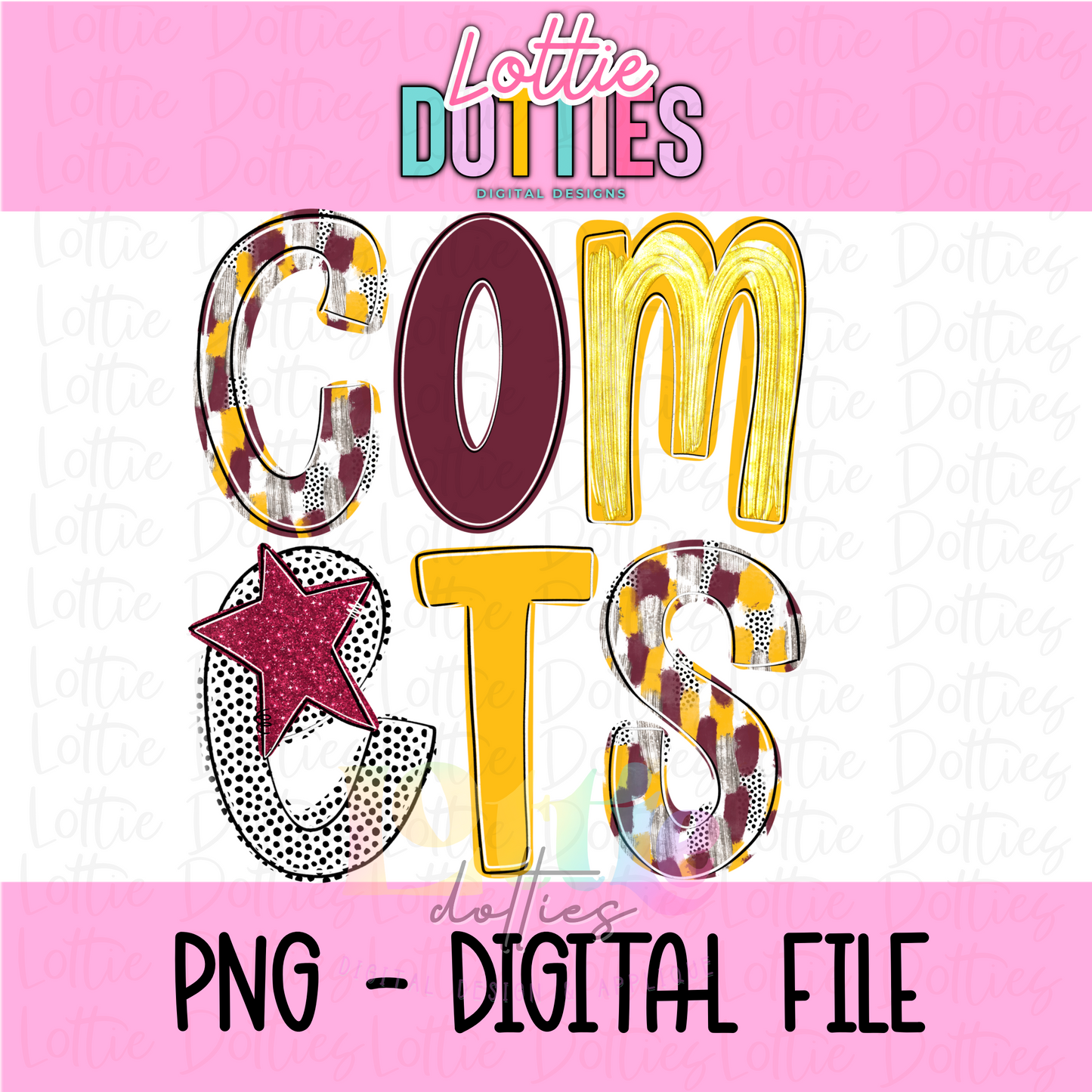 Comets PNG - Comets - Sublimation - Digital Download - poppy mascot - Maroon and Gold