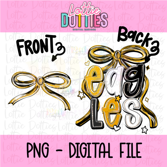 Eagles PNG - Eagles Black & Gold bow design - Digital Download - coquette mascot