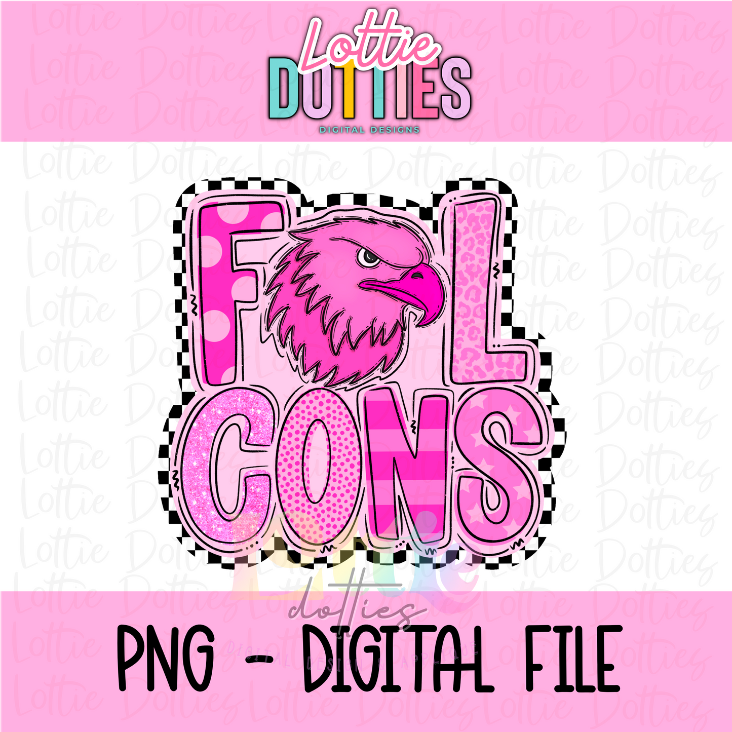Falcons Mascot PNG - Poppy Mascot Designs - Digital Download Pink