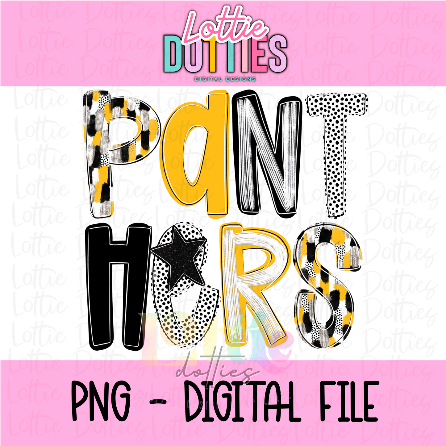 Panthers Poppy PNG - Panthers Sublimation - Digital Download - Black and Gold