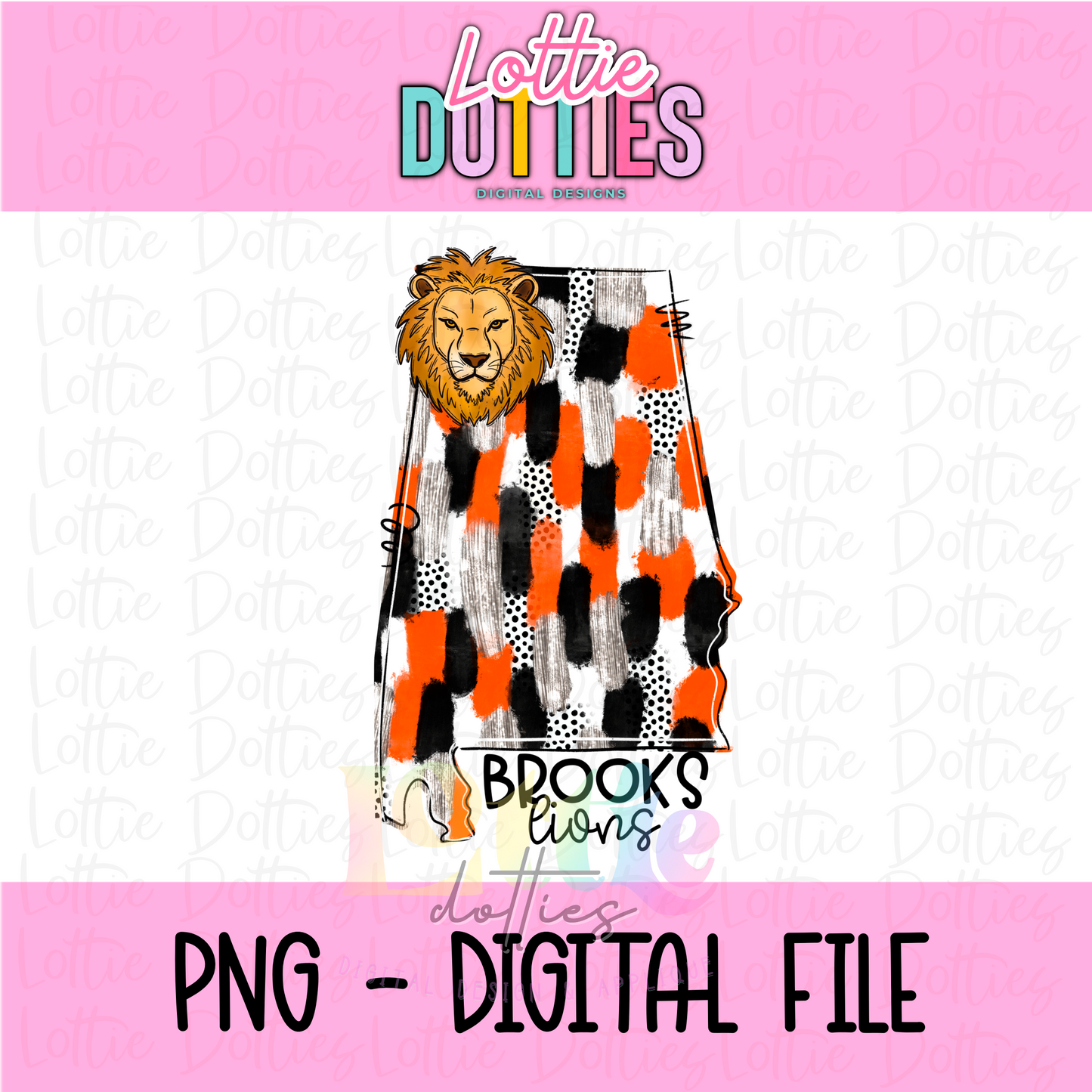 Brooks Lions PNG - Lions sublimation design - Digital Download - State with Mascot Head