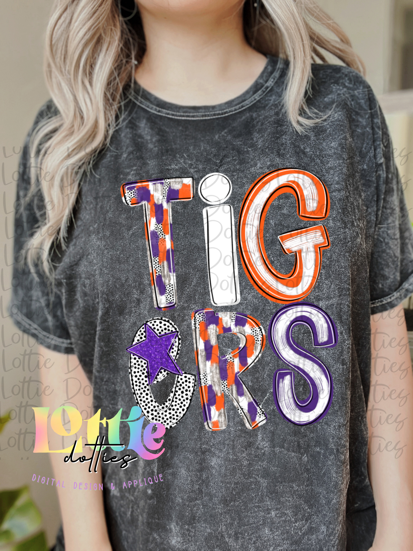 Tigers Poppy PNG - Tigers sublimation design - Digital Download - Orange and Purple