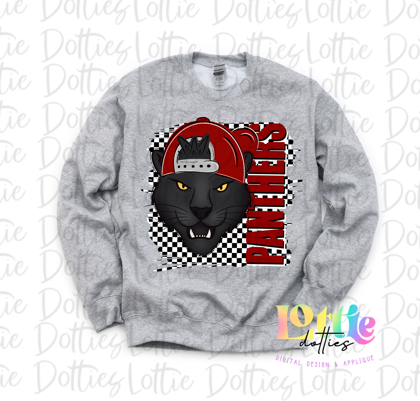 Panthers PNG - Digital Download - Sublimation - Checkered Mascot with Hat