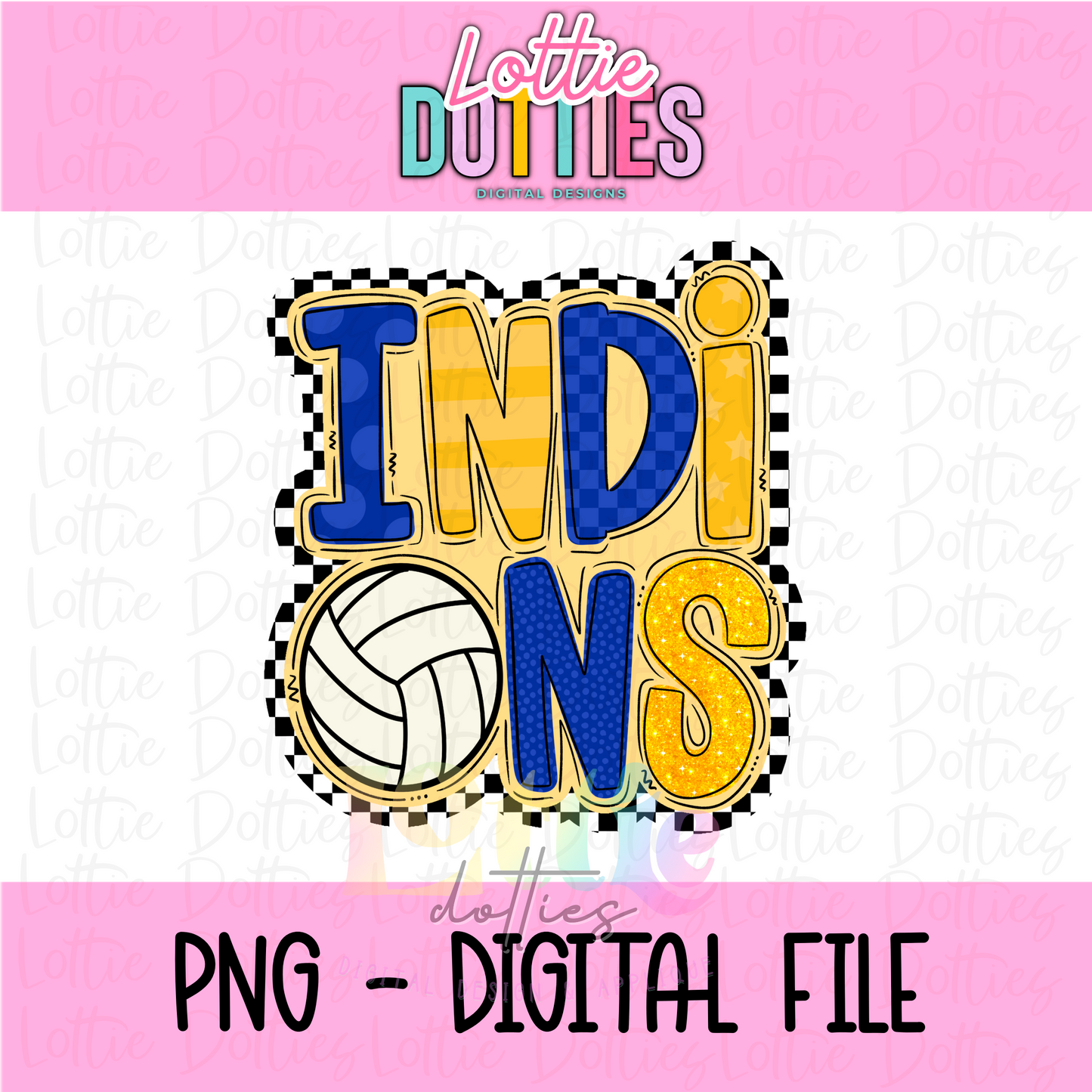 Indians PNG - Indians sublimation design - Digital Download - Royal and Gold Volleyball
